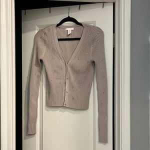 H&M Light Taupe Cardigan with Embellishments